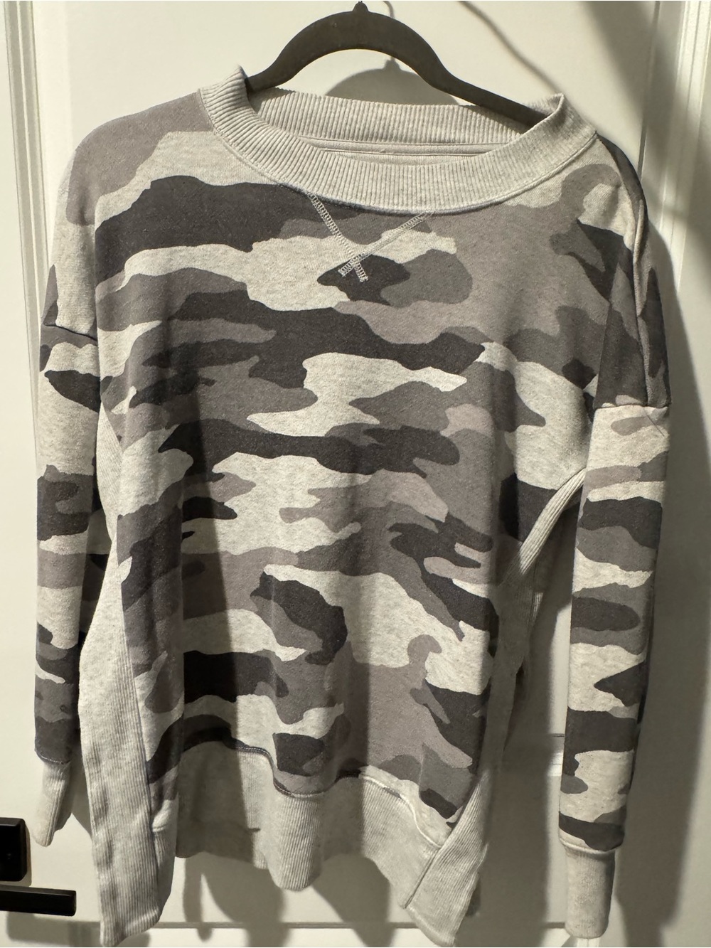 aerie Gray Camo Crewneck Sweatshirt